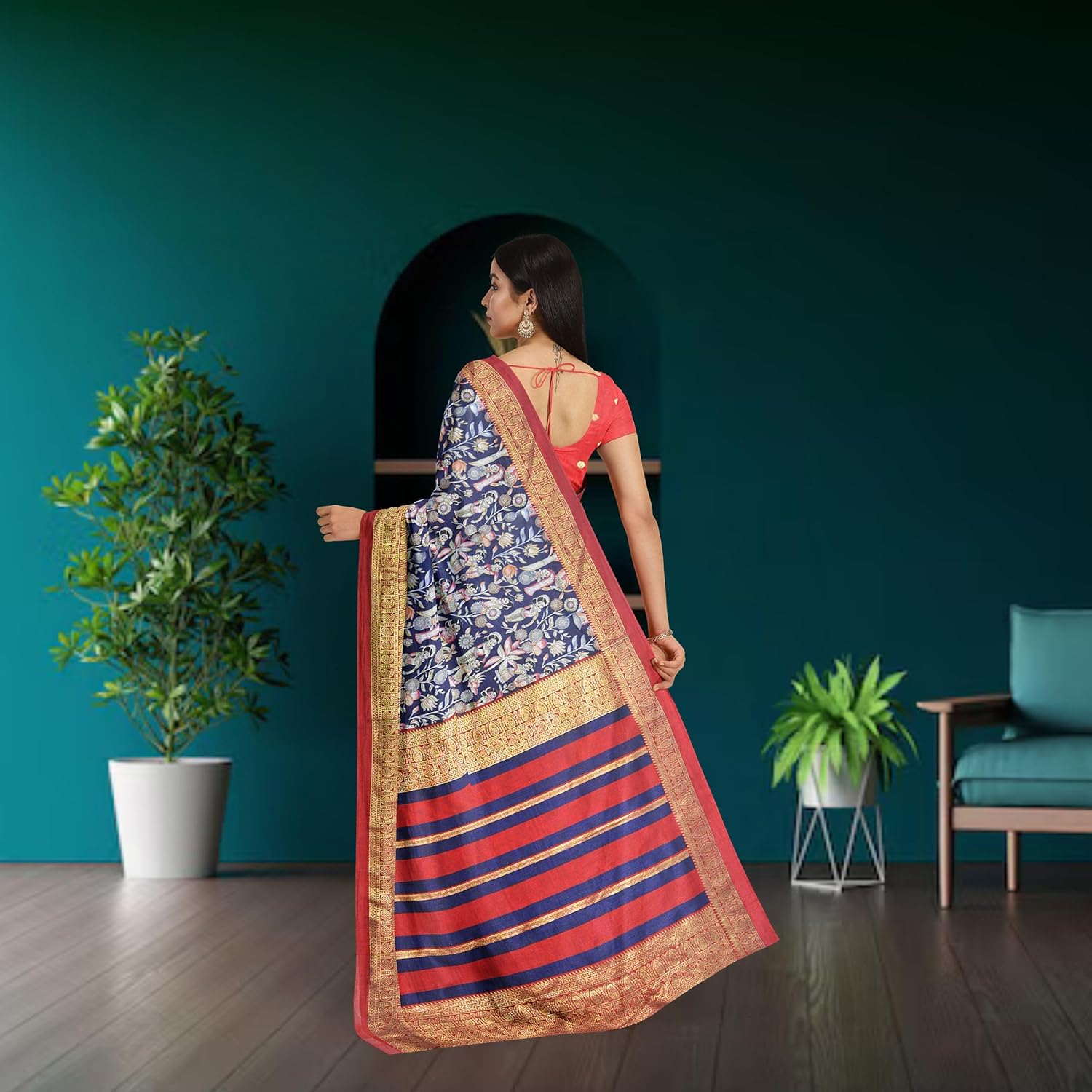 Hira Silk Printed Saree for Women, Cotton Silk Saree/Sari with Unstitched Blouse Piece