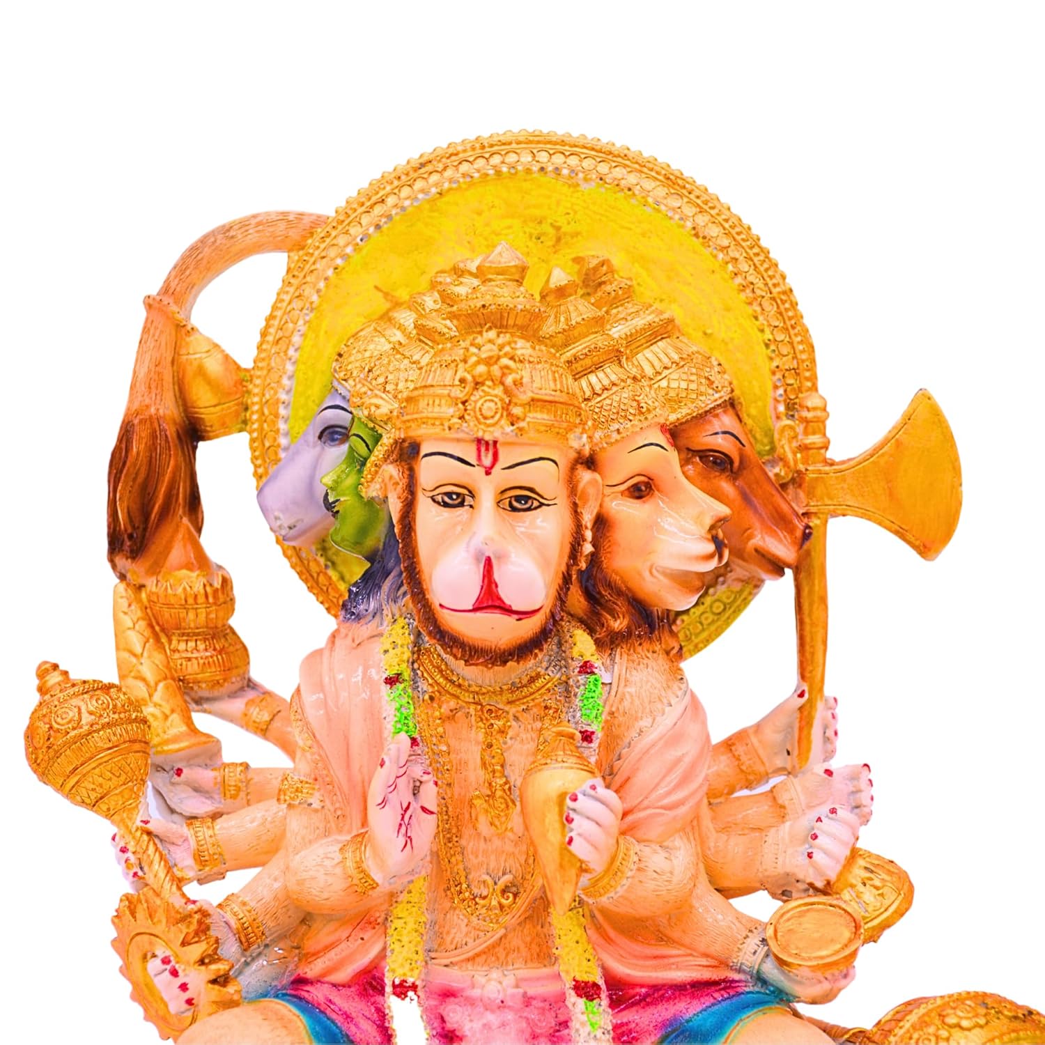 santarms Lord Panchmukhi Hanuman Idol 5 Head Bajrang Bali Exquisite Bajrangbali Sitting Murti Hindu God Figurine Statue for Home& Office Car Dashboard Gift