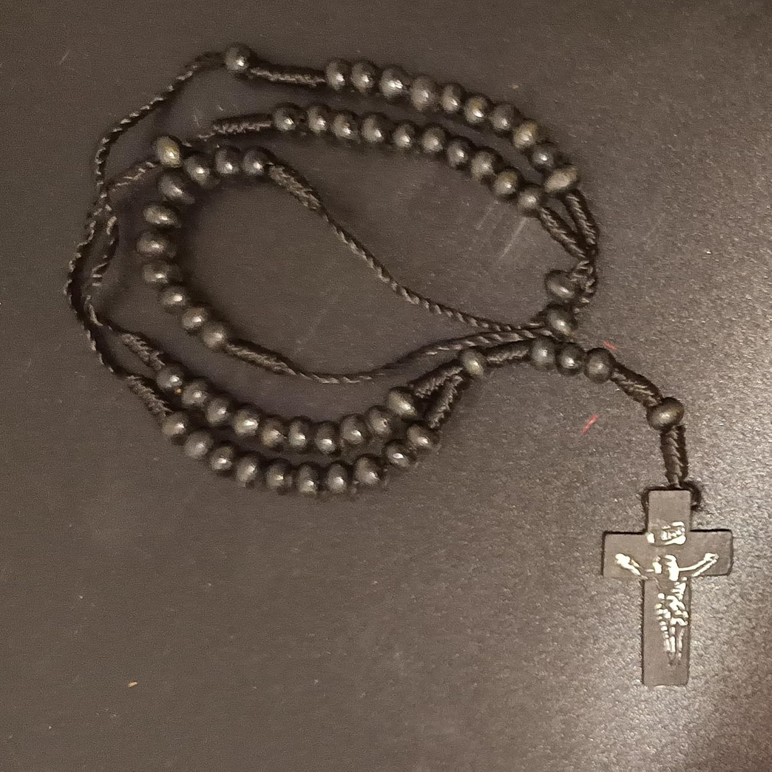 santarms Jesus Christ Necklace For Prayer Chain Locket Christian Crucifix Jesus Cross Necklace Chain Rosary Catholic Bead Mala For Men Women Boys & Girls, Wooden, Pack Of 1
