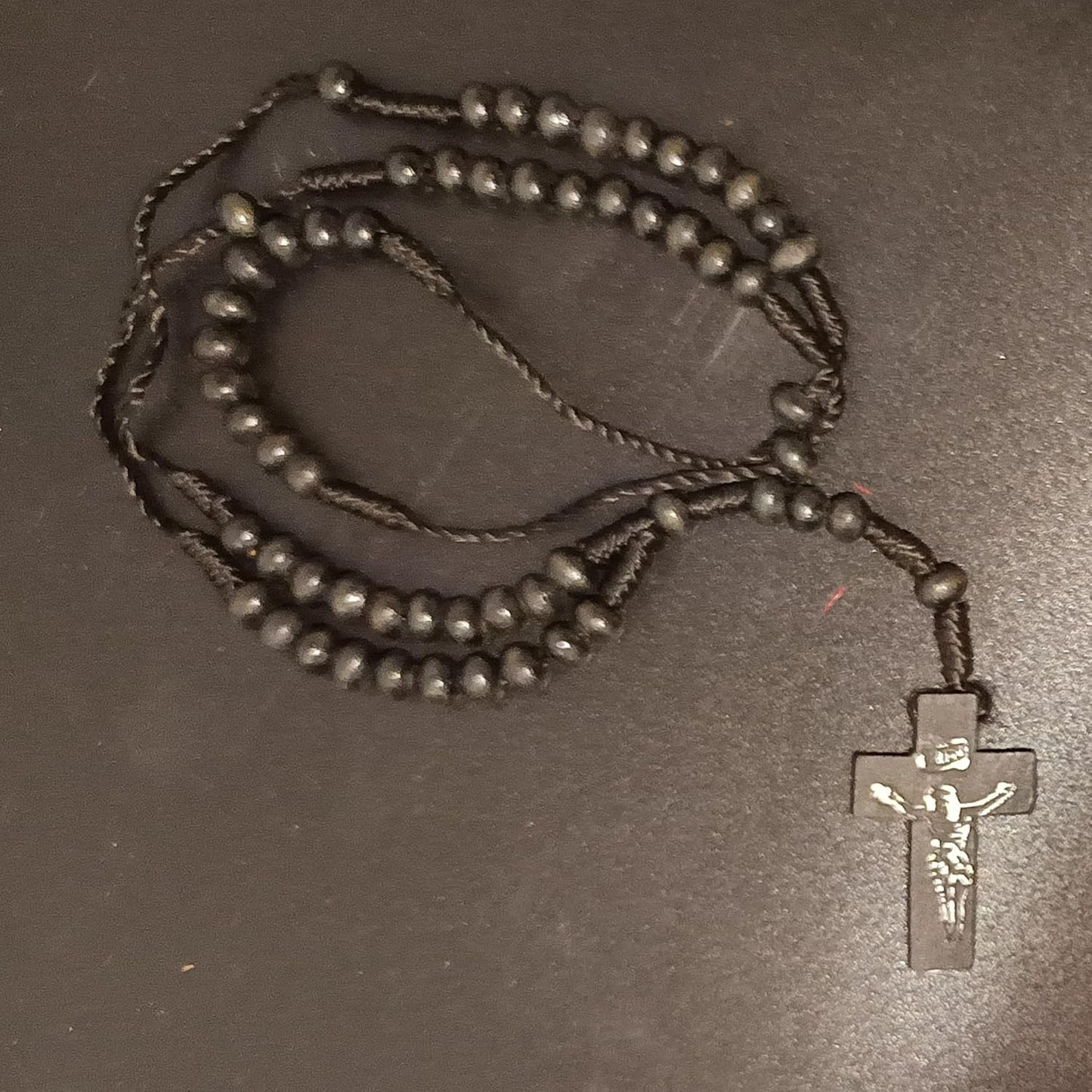 santarms Jesus Christ Necklace For Prayer Chain Locket Christian Crucifix Jesus Cross Necklace Chain Rosary Catholic Bead Mala For Men Women Boys & Girls, Wooden, Pack Of 1