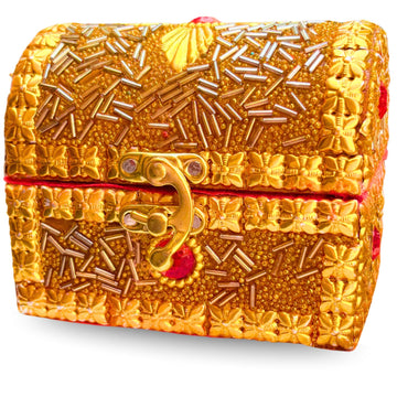 santarms Golden Jewelry Gift Box – 1 pcs Small Elegant Vanity Box for Earrings, Watches & Accessories