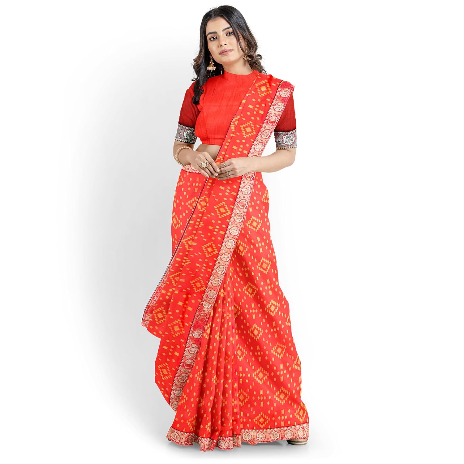 Hira Silk Saree for Women, Printed Silk Saree/Sari with Unstitched Blouse Piece