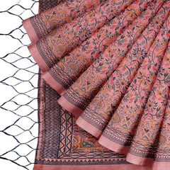 Hira Silk Kalamkari Saree with Unstitched Blouse Piece, Kumkum Box, Sindur for Women