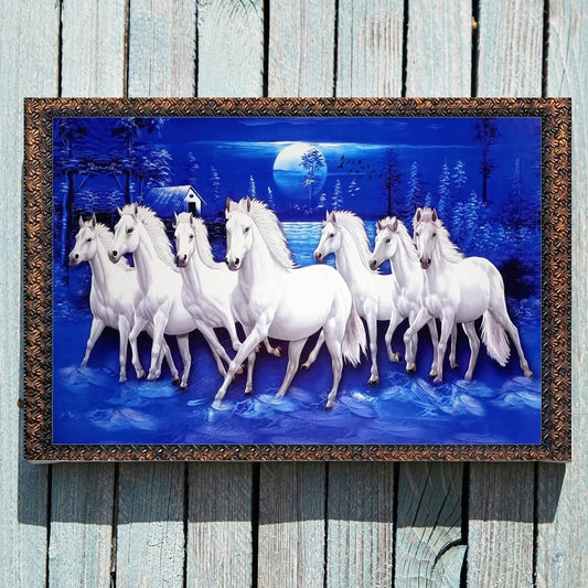 santarms Running Horses Painting Horse Art Vastu Wall Painting for Living Room, Bedroom, Office, Hotels, Drawing Room