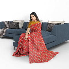 Hira Silk Printed Saree for Women, Tussar Silk Saree/Sari with Unstitched Blouse Piece, Kumkum Box and Red Sindoor