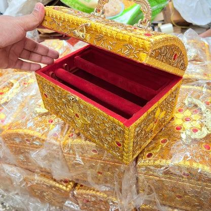 santarms Handmade Wooden Rajwada Vanity Makeup Storage Box | Traditional Decorative Bangle Decor Gift Packing Boxes for Wedding Items | Stylish Wood Vintage PACK OF 1Pcs