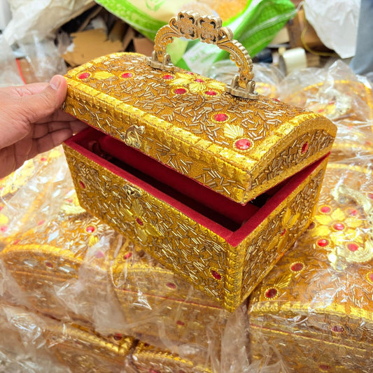 santarms Handmade Wooden Rajwada Vanity Makeup Storage Box | Traditional Decorative Bangle Decor Gift Packing Boxes for Wedding Items | Stylish Wood Vintage PACK OF 1Pcs