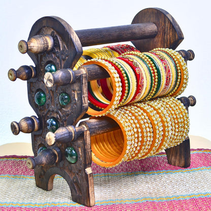 santarms Wooden Bangle Stand For Bangles | Home Decor | Women Gift Bangles For Or Chudi Churi Best By Holder | MADE IN INDIA | 4 Rods