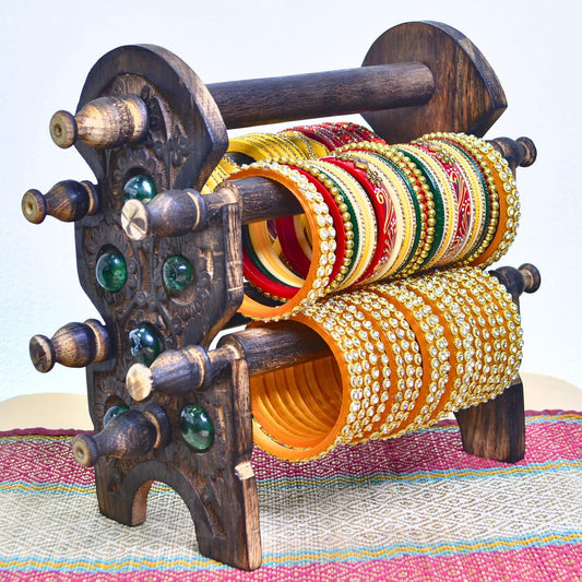 santarms Wooden Bangle Stand For Bangles | Home Decor | Women Gift Bangles For Or Chudi Churi Best By Holder | MADE IN INDIA | 4 Rods