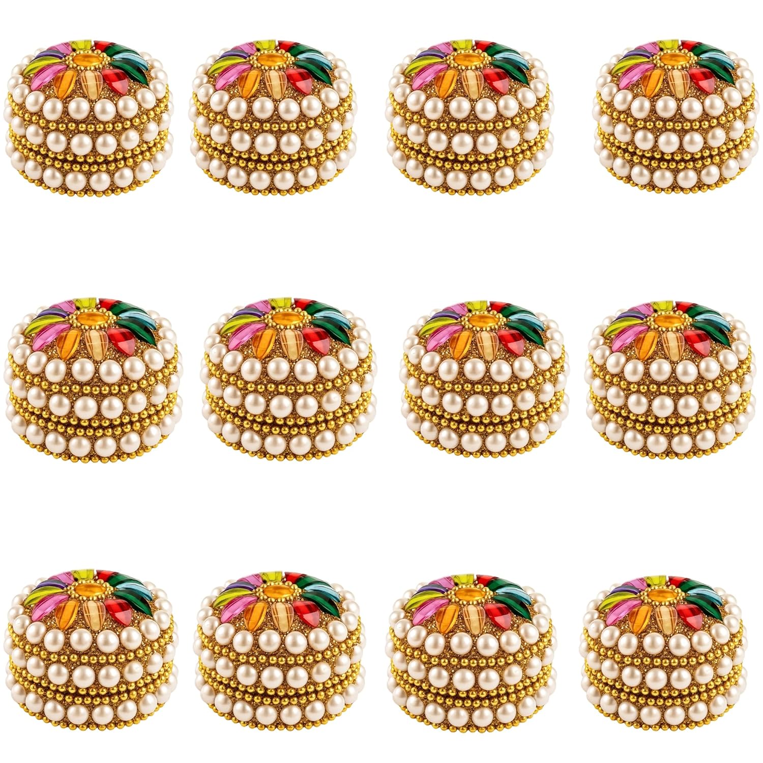 santarms Aluminium Handcrafted Moti Sindoor Box for Women, Jaipuri Round Kumkum Dabbi/Dibbi Sindur Dani with 5gm Red Sindoor and Stick Applicator (6)