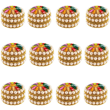 santarms Aluminium Handcrafted Moti Sindoor Box for Women, Jaipuri Round Kumkum Dabbi/Dibbi Sindur Dani with 5gm Red Sindoor and Stick Applicator (6)