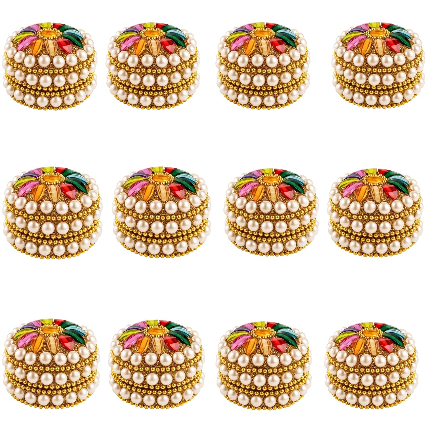 santarms Aluminium Handcrafted Moti Sindoor Box for Women, Jaipuri Round Kumkum Dabbi/Dibbi Sindur Dani with 5gm Red Sindoor and Stick Applicator (6)