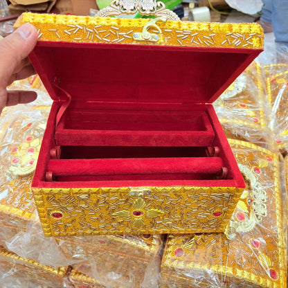 santarms Handmade Wooden Rajwada Vanity Makeup Storage Box | Traditional Decorative Bangle Decor Gift Packing Boxes for Wedding Items | Stylish Wood Vintage PACK OF 1Pcs