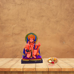 santarms Exquisite Marble Hanumanji Idol - Handcrafted Sankat Mochan Statue for Home Pooja & Office Decor - Lord Bajrangbali Pawan Putra- Perfect for Temple Altar, Spiritual Decor
