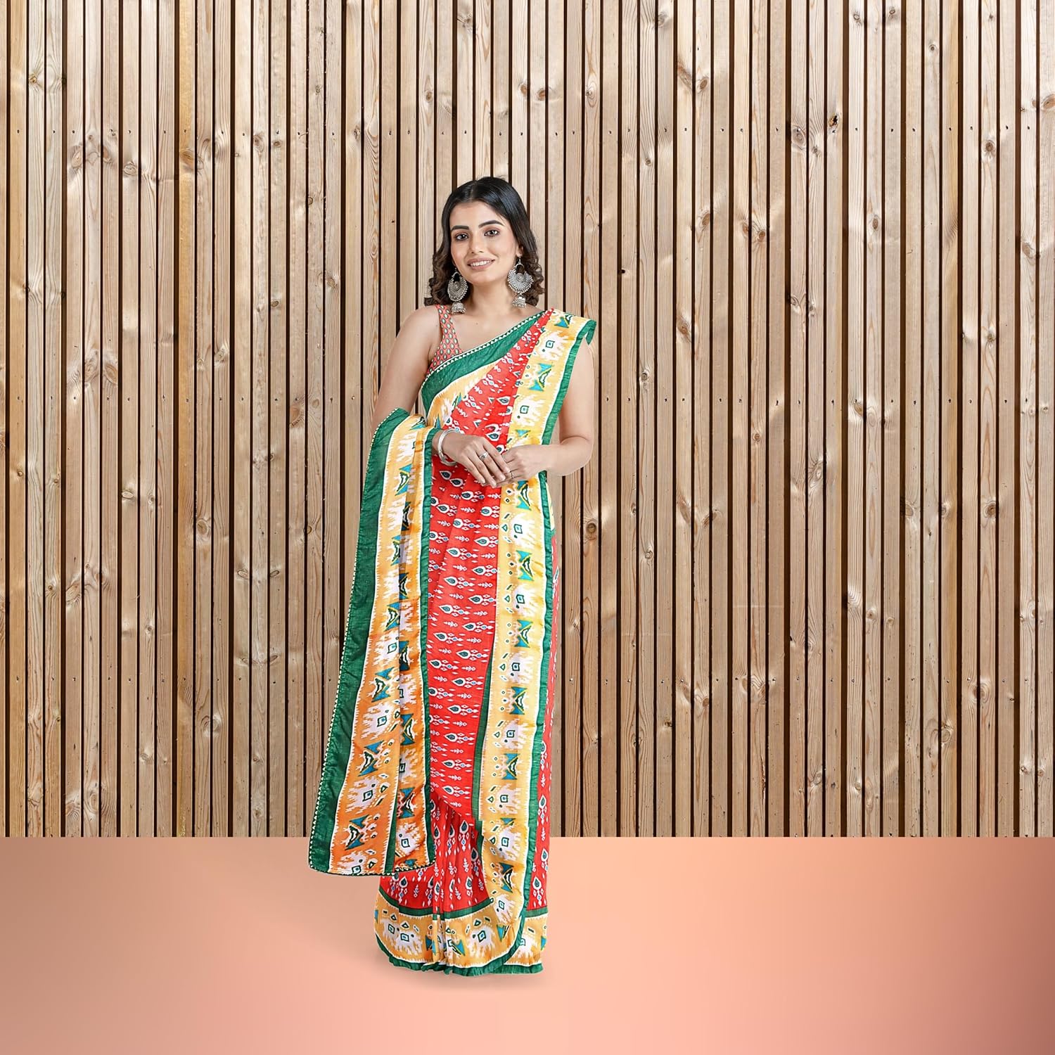 Hira Silk South Silk Saree with Unstitched Blouse, Kumkum Box and Sindoor for Women