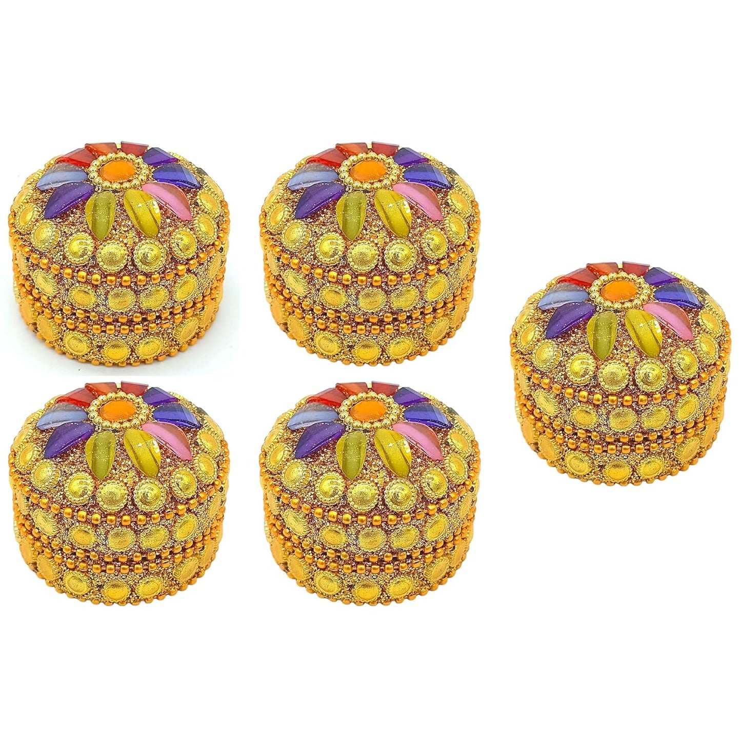 santarms Handmade Golden Small Kumkum Box Handcrafted Sindoor Shringar Dani For Married Women Shadi Ka Gifts Aluminum Daani - Shadi Ka Gifts Pack