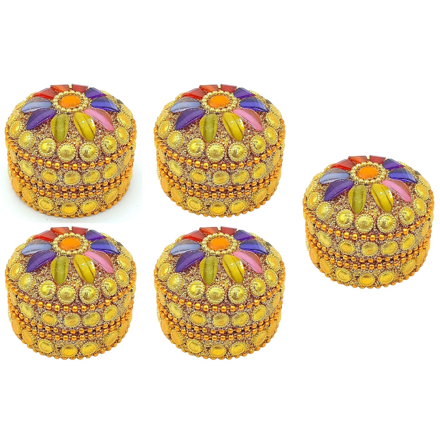 santarms Handmade Golden Small Kumkum Box Handcrafted Sindoor Shringar Dani For Married Women Shadi Ka Gifts Aluminum Daani - Shadi Ka Gifts Pack