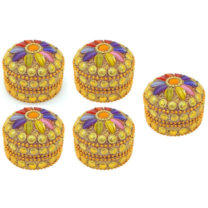 santarms Handmade Golden Small Kumkum Box Handcrafted Sindoor Shringar Dani For Married Women Shadi Ka Gifts Aluminum Daani - Shadi Ka Gifts Pack