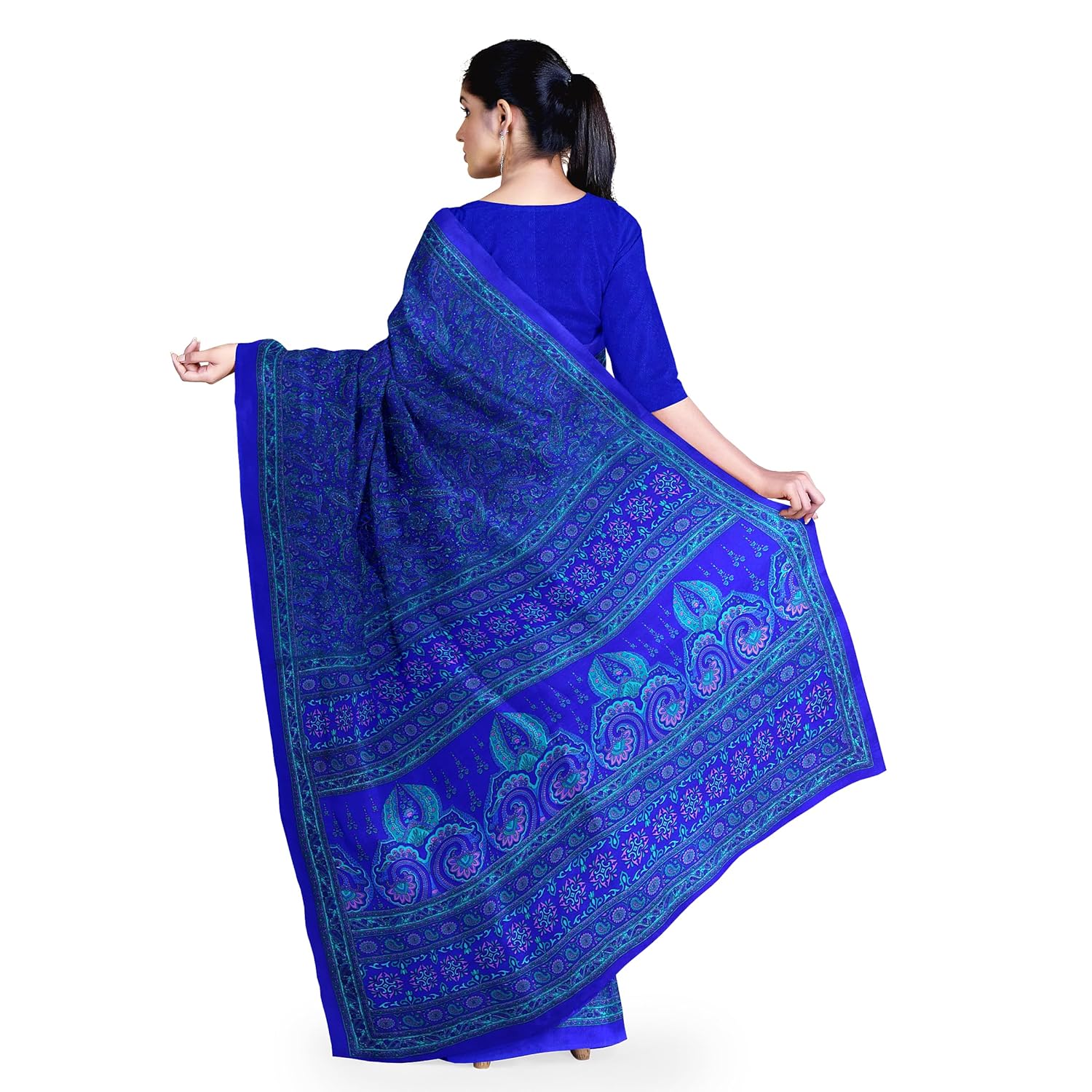 Hira Silk Printed Saree for Women, Air Line Crepe Silk Saree/Sari with Unstitched Blouse Piece