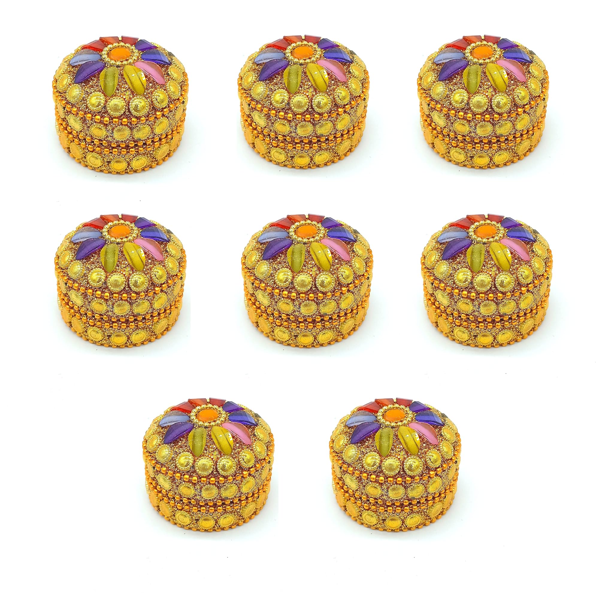 santarms Handmade Golden Small Kumkum Box Handcrafted Sindoor Shringar Dani For Married Women Shadi Ka Gifts Aluminum Daani - Shadi Ka Gifts Pack