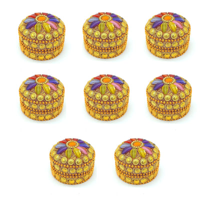 santarms Handmade Golden Small Kumkum Box Handcrafted Sindoor Shringar Dani For Married Women Shadi Ka Gifts Aluminum Daani - Shadi Ka Gifts Pack