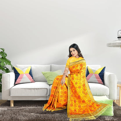 Hira Silk Saree for Women, Printed Silk Saree/Sari with Unstitched Blouse Piece - Pack of 2