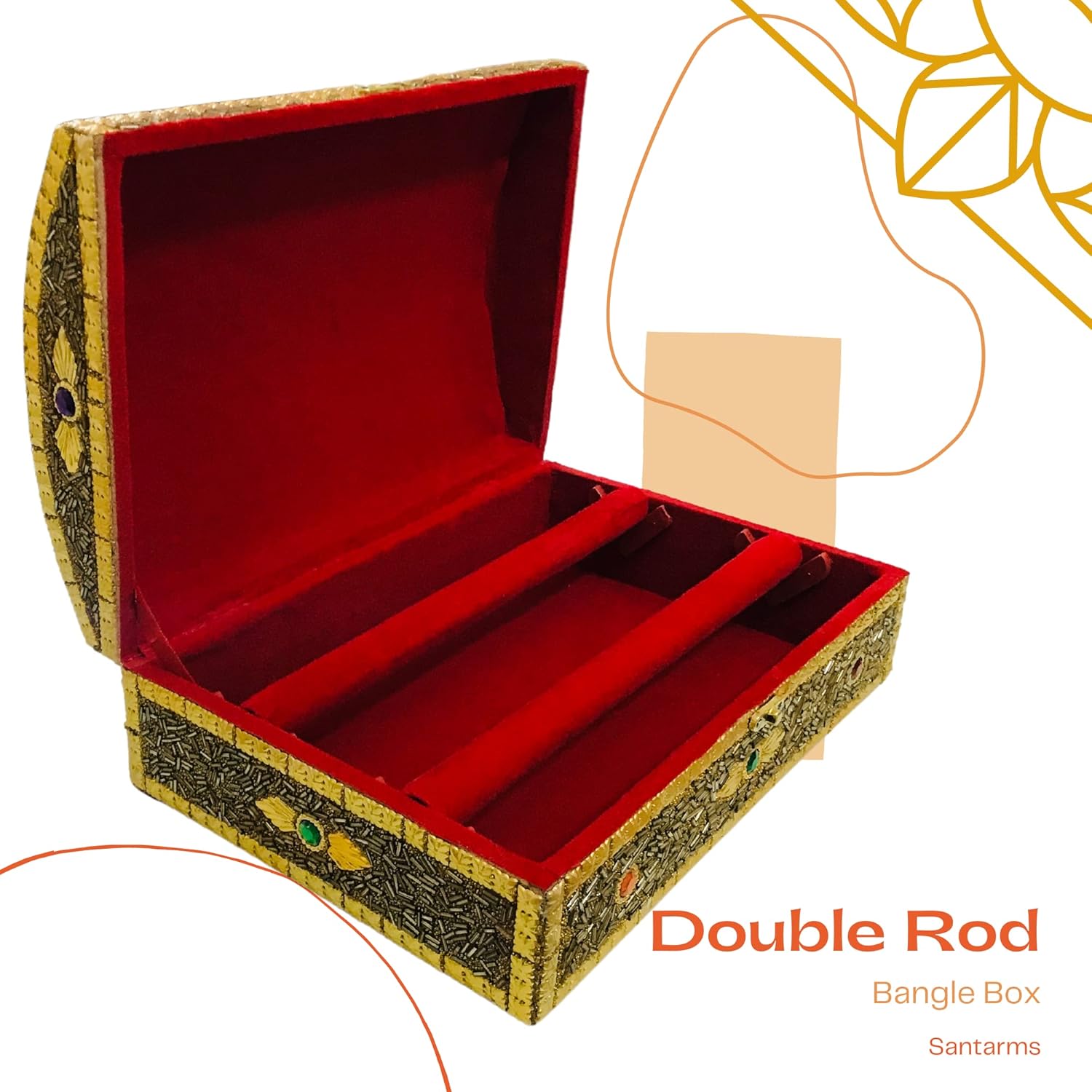 Close-up wooden polish and velvet lining Santarms handmade craft