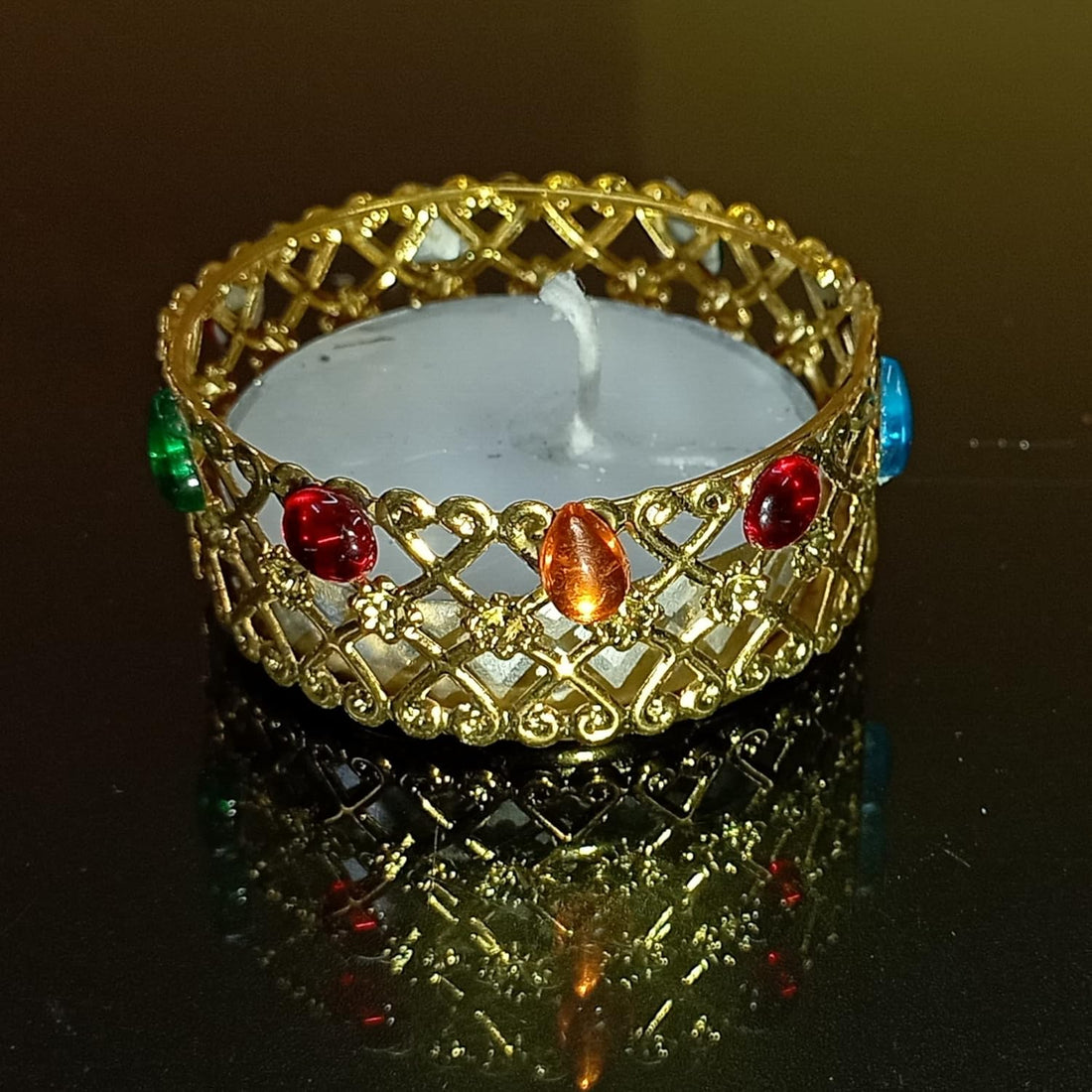 Santarms Golden Red Handmade Tea Lights Candles – Diwali Decor