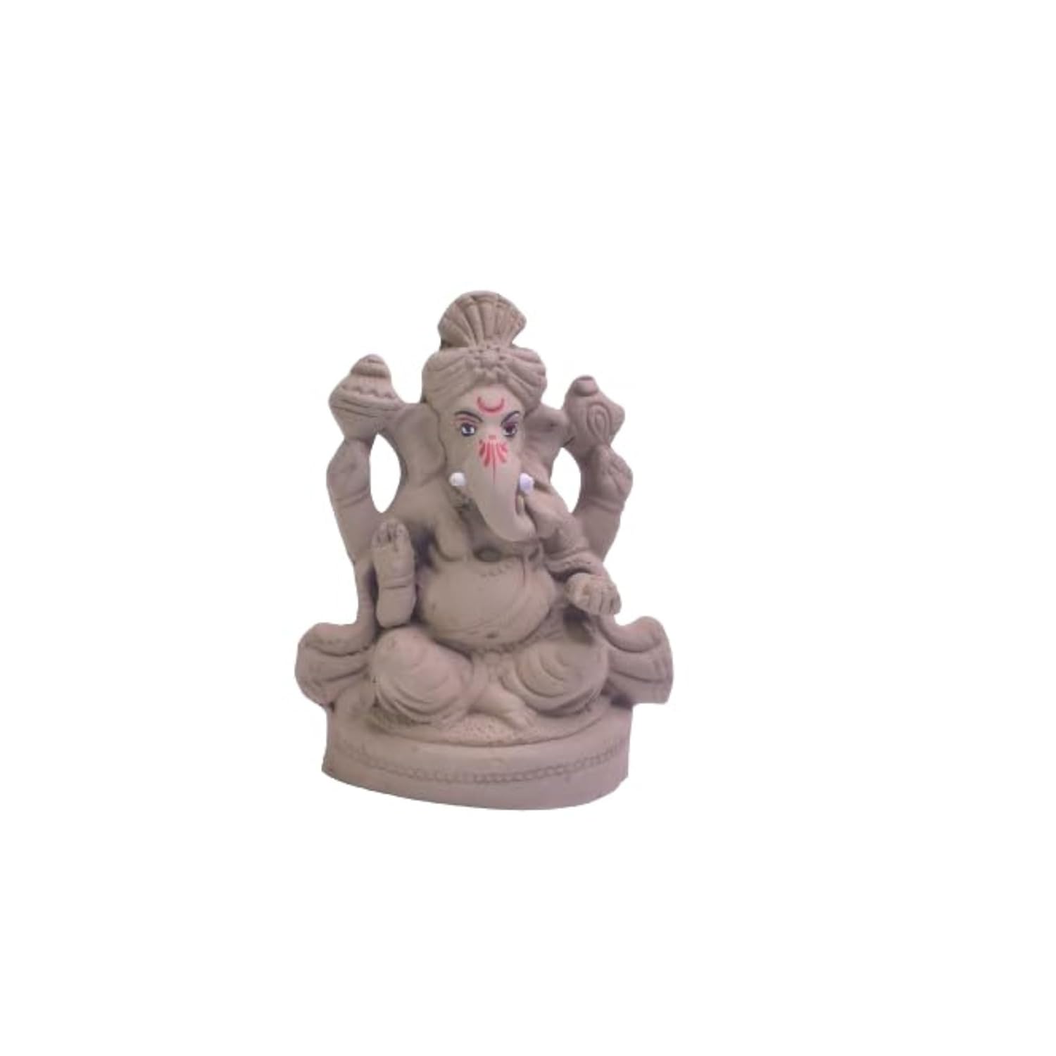 santarms: Eco Friendly Handcrafted Clay/Mud Ganpati Murti Biodegradable Kacchi Mitti Ganesha Water Soluble Ganesh Idol for Visarjan (H:6.5 Inch, Medium),Natural Grey with Flower Seeds for Gifts