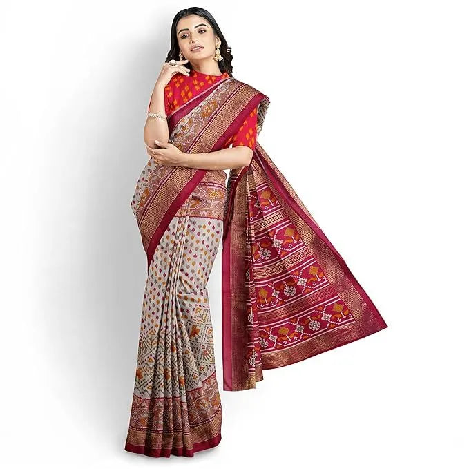 Elegant Hira Silk Kanjivaram Printed Cotton Silk Saree with rich motifs and unstitched blouse piece. Perfect for weddings, festivals & traditional functions.
