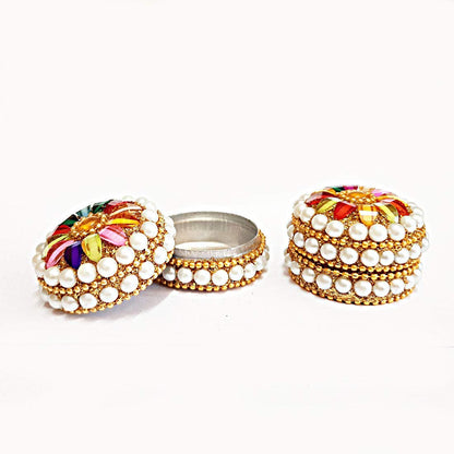 Fancy Round Kumkum Box for Puja and Bridal Use
