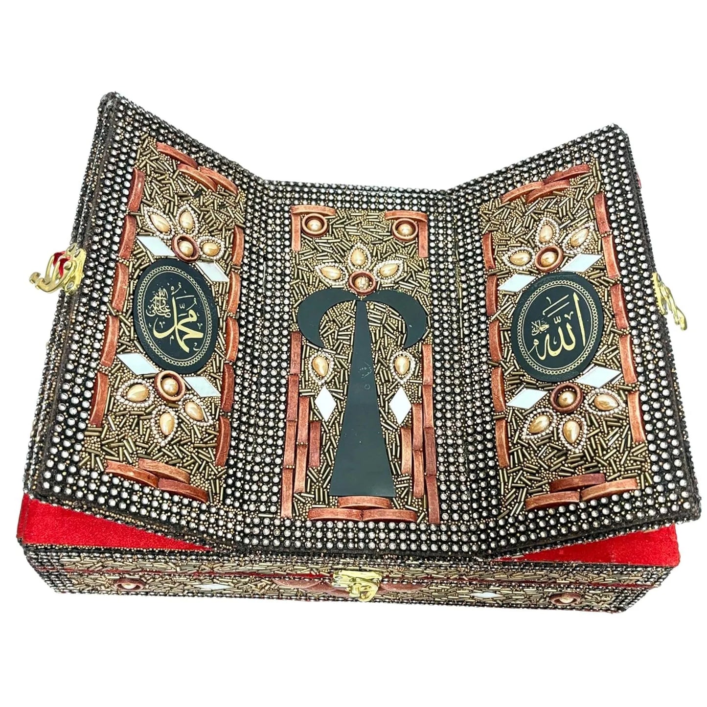 Handmade Quran Rehal Box open wooden foldable Islamic book stand by Santarms 5