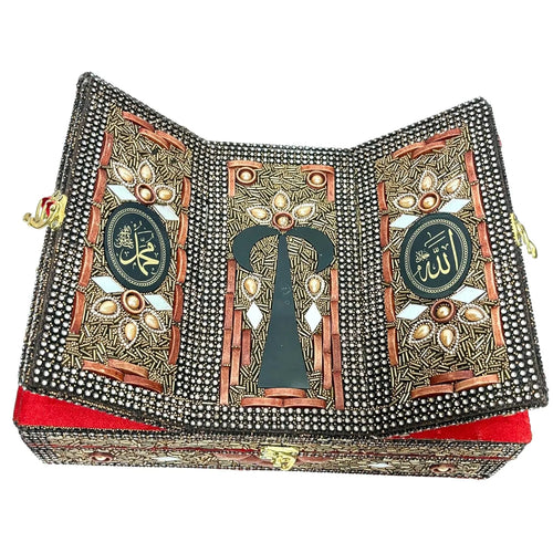 Handmade Quran Rehal Box open wooden foldable Islamic book stand by Santarms 5
