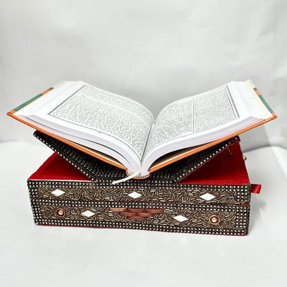 Handmade Quran Rehal Box open wooden foldable Islamic book stand by Santarms 6