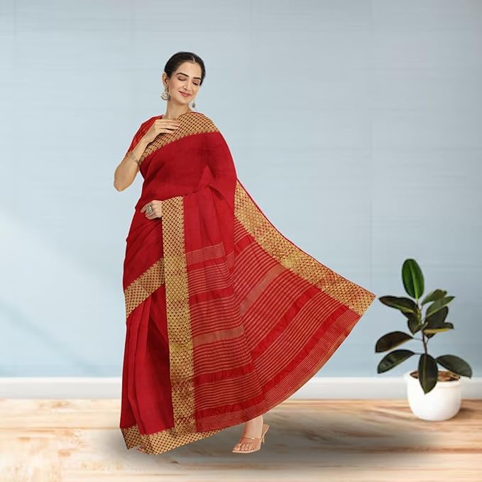 Beautiful woman wearing designer saree for wedding and festive occasions – handmade Indian ethnic wear