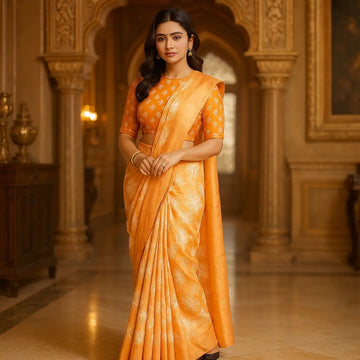 Hira Silk Printed Saree for Women – Elegant Traditional Silk Saree with Unstitched Blouse Piece