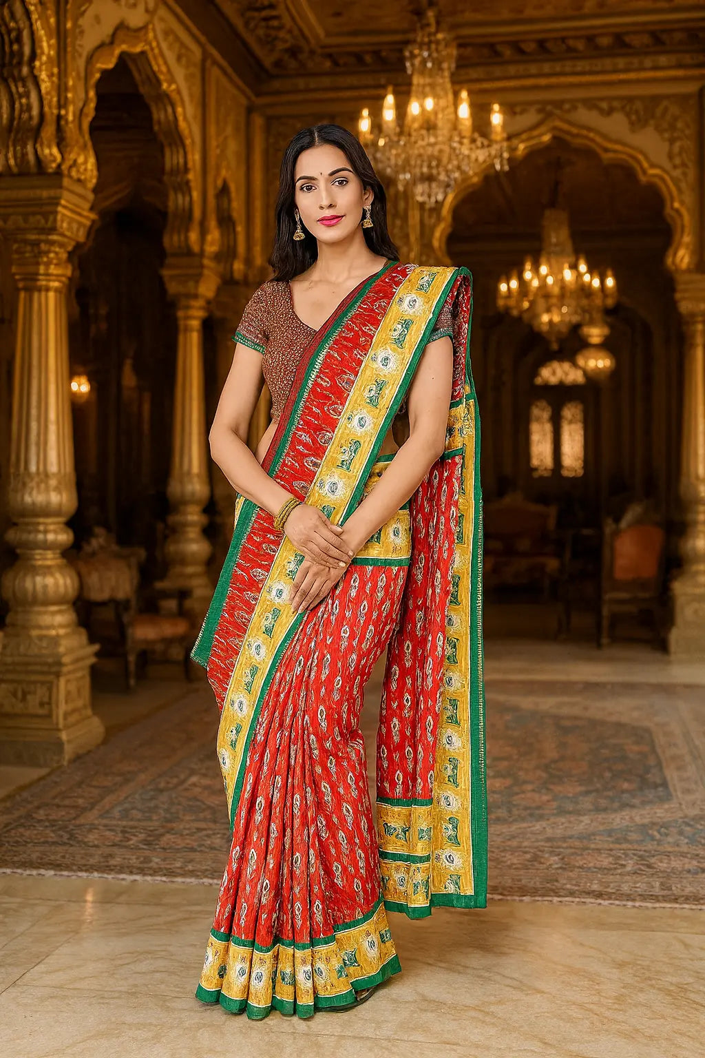 Hira Silk Saree for Women – Elegant Printed Saree with Unstitched Blouse Piece