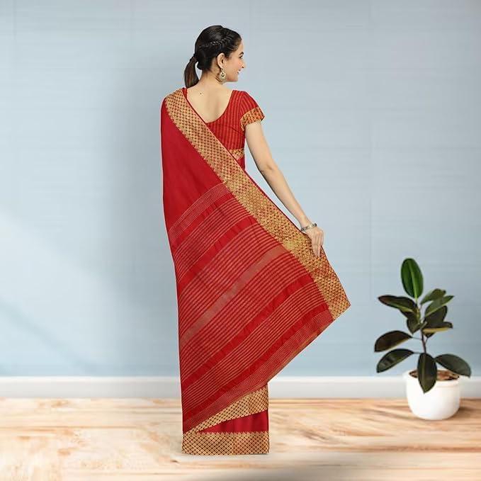Close-up of detailed zari embroidery and border work on premium saree for women – handcrafted Indian textile art