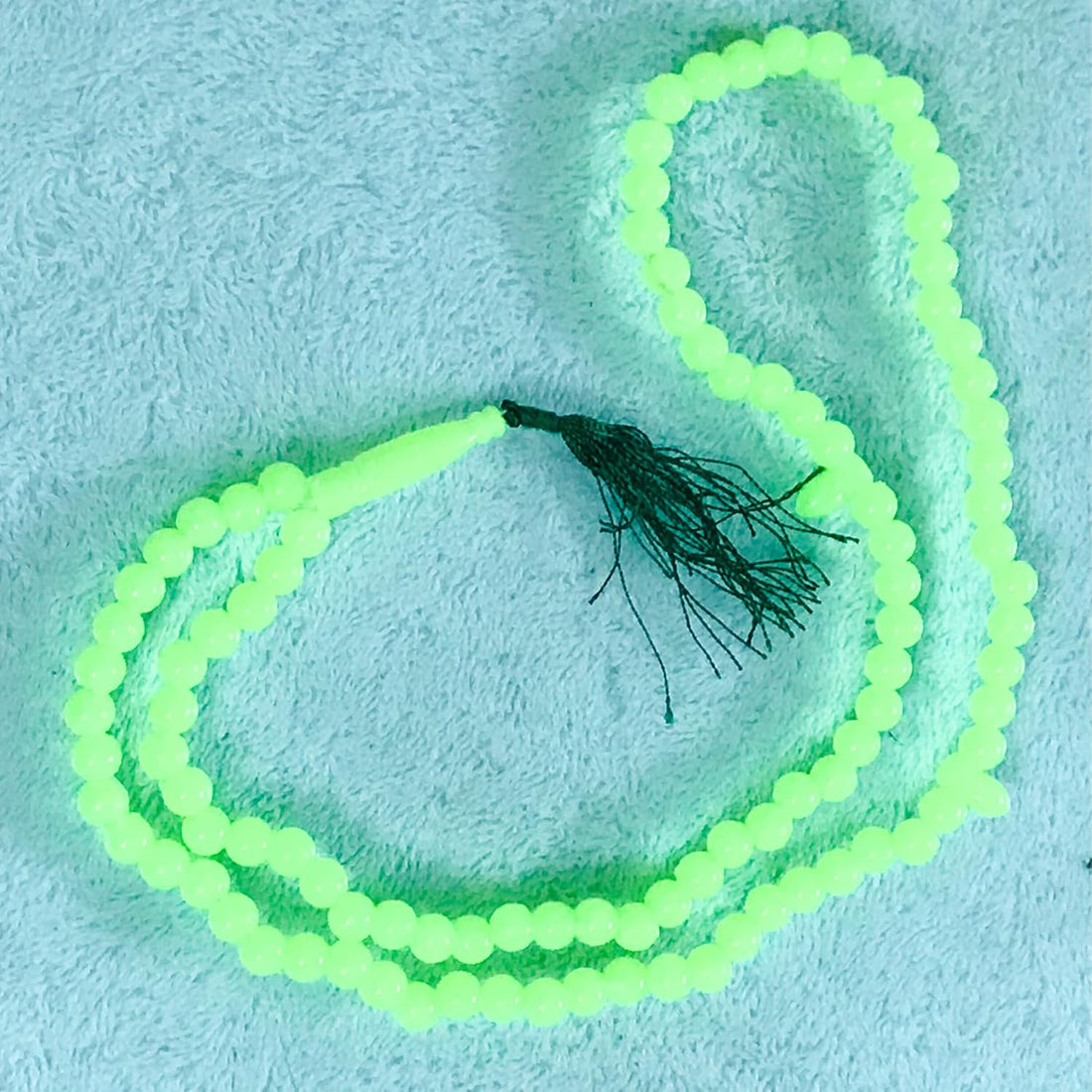 Santarms fluorescent green tasbih mala 99 beads