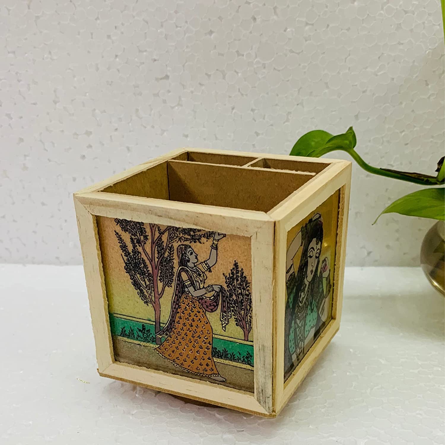 Pen stand for office table stylish wooden design