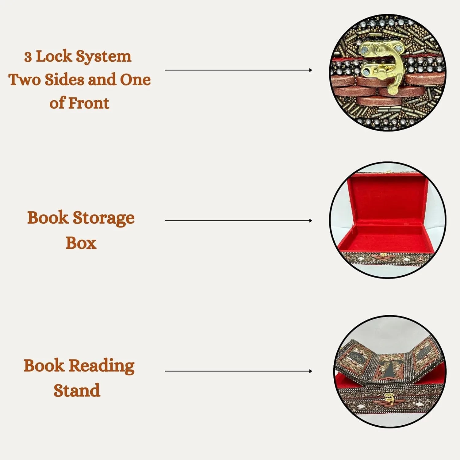 Santarms Handmade Quran Rehal Box – Foldable Wooden Holy Book Stand (Islamic)