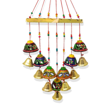 Santarms Handmade Toran Door Hanging for Diwali, New Year, Inauguration, Wedding, and Festival Pooja and Mehendi Decoration with Bells, Cut Design Plastic and Wood Home Décor Showpiece