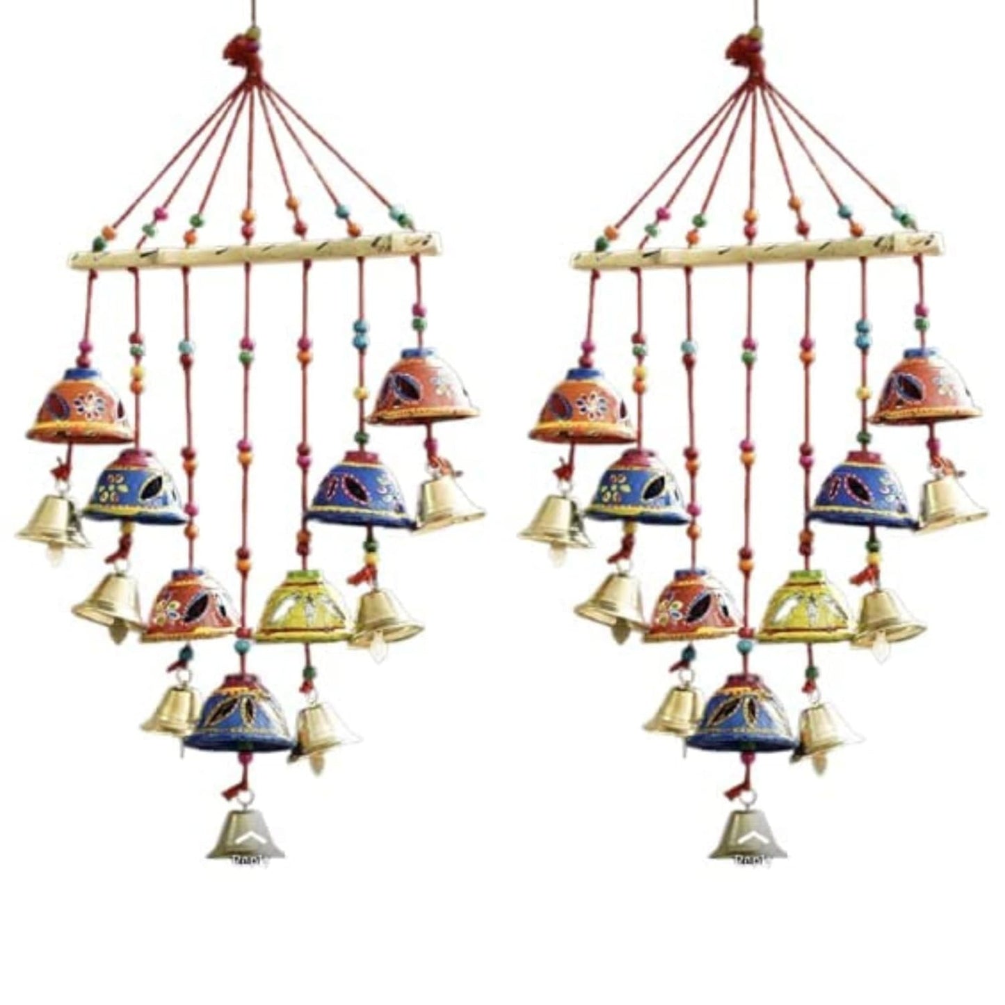 Santarms Handmade Toran Door Hanging for Diwali, New Year, Inauguration, Wedding, and Festival Pooja and Mehendi Decoration with Bells, Cut Design Plastic and Wood Home Décor Showpiece