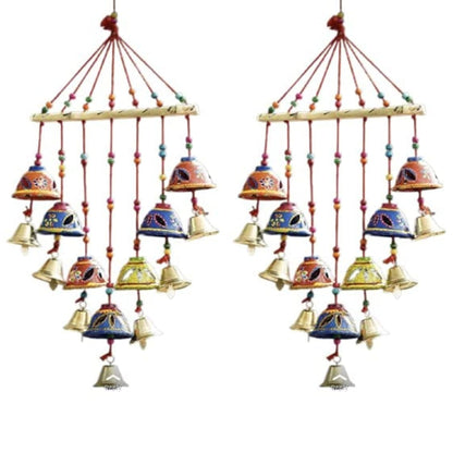 Santarms Handmade Toran Door Hanging for Diwali, New Year, Inauguration, Wedding, and Festival Pooja and Mehendi Decoration with Bells, Cut Design Plastic and Wood Home Décor Showpiece