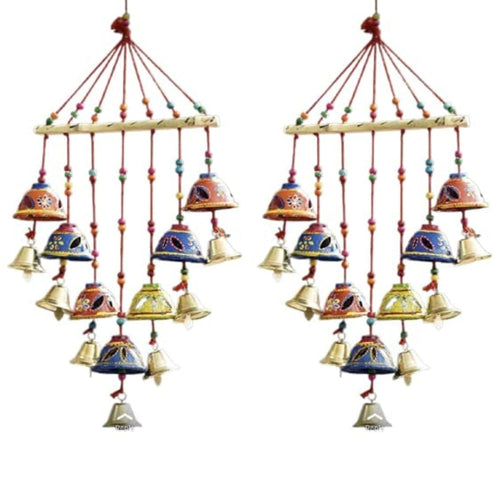 Santarms Handmade Toran Door Hanging for Diwali, New Year, Inauguration, Wedding, and Festival Pooja and Mehendi Decoration with Bells, Cut Design Plastic and Wood Home Décor Showpiece