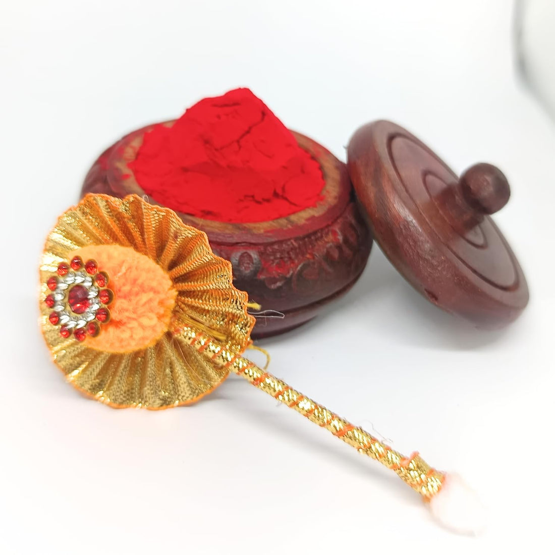 Santarms Handmade Wooden Sindoor Box with Applicator