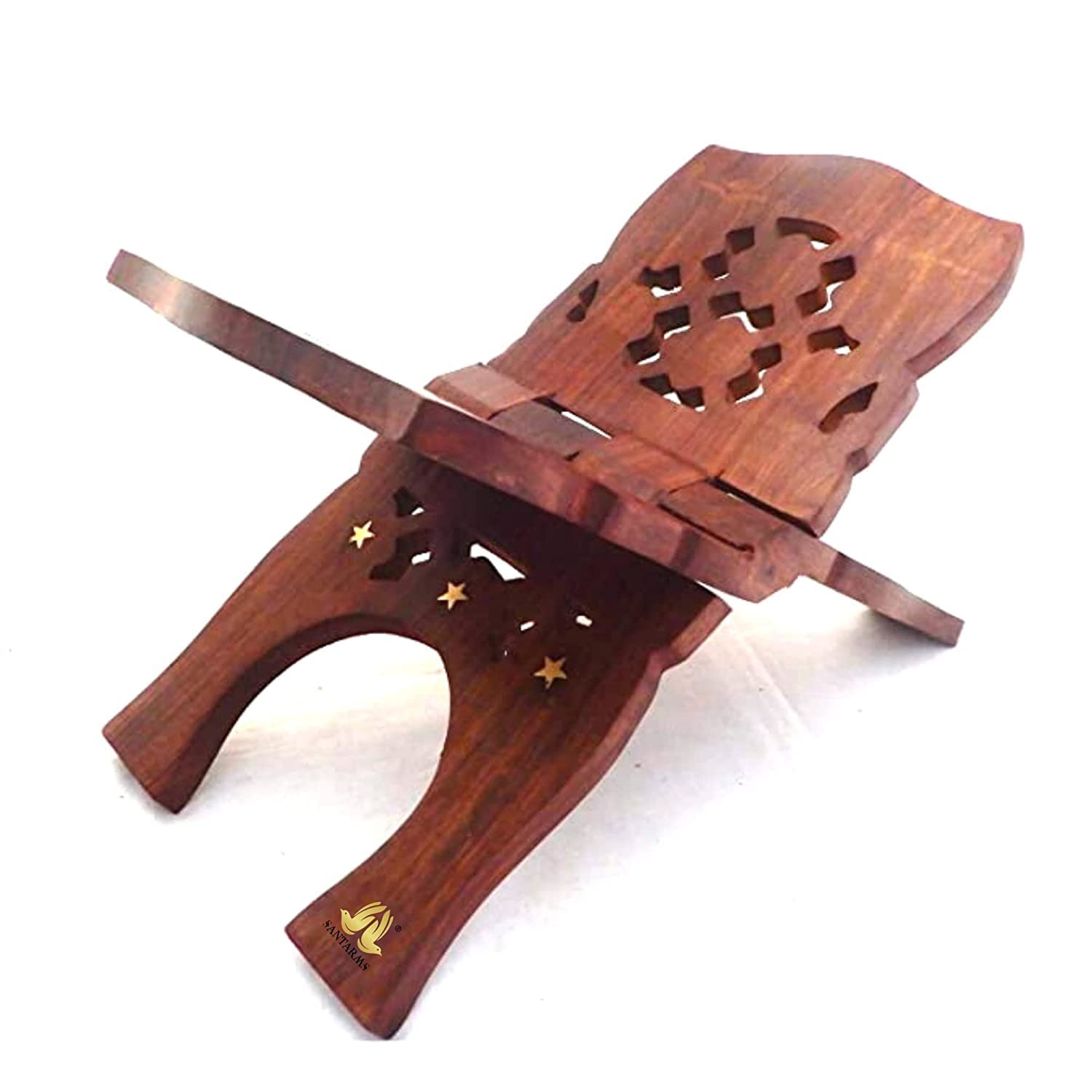 Santarms Sheesham Wooden holy Book Stand | Book Stand for Reading | Rehal Quran rihal Stand 10 inch