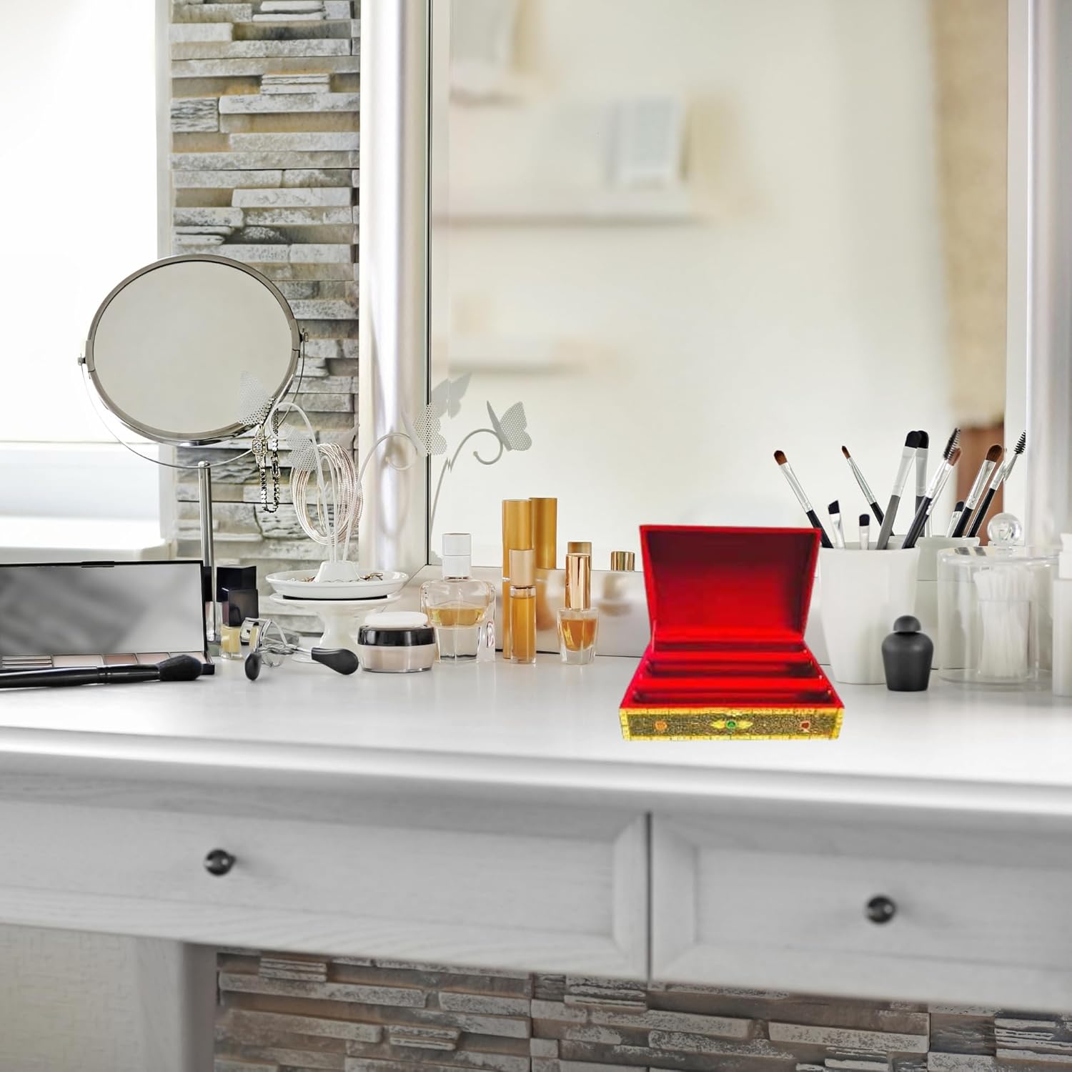 Santarms Vanity Organizer for Women – Golden Polished Finish