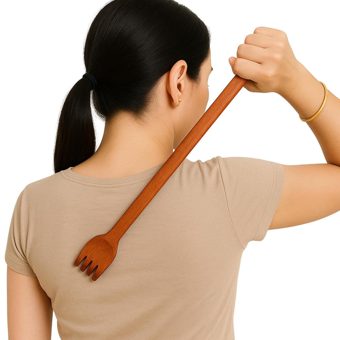 Santarms Wooden Itching Hand Khujli Stick – Long Handle Back Scratcher for Men & Women | Handmade Natural Wood Stick for Body Relaxation