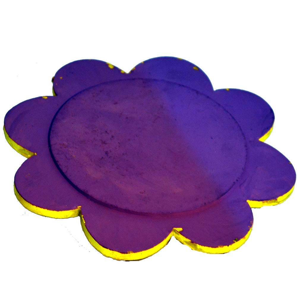 Santarms Wooden Pooja Thali for Puja and Rakhi - Handcrafted Flower Shape Yellow Thali, Perfect for Tilak and Rituals | Elegant and Decorative Pooja Plate | Pack of 1